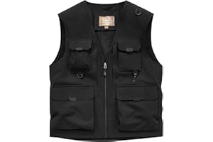 Caweadw Men's Softshell Fishing Vest Outdoor Lightweight Waistcoat Waterproof Utility Cargo Sleeveless Jacket