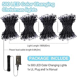 ROADAYLY Outdoor Christmas String Lights 500 LED