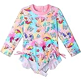 XFGIRLS Baby/Toddler Girls Swimsuit Long Sleeve One-Piece Bathing Suit Rash Guard for Kids UPF 50+ Swimwear
