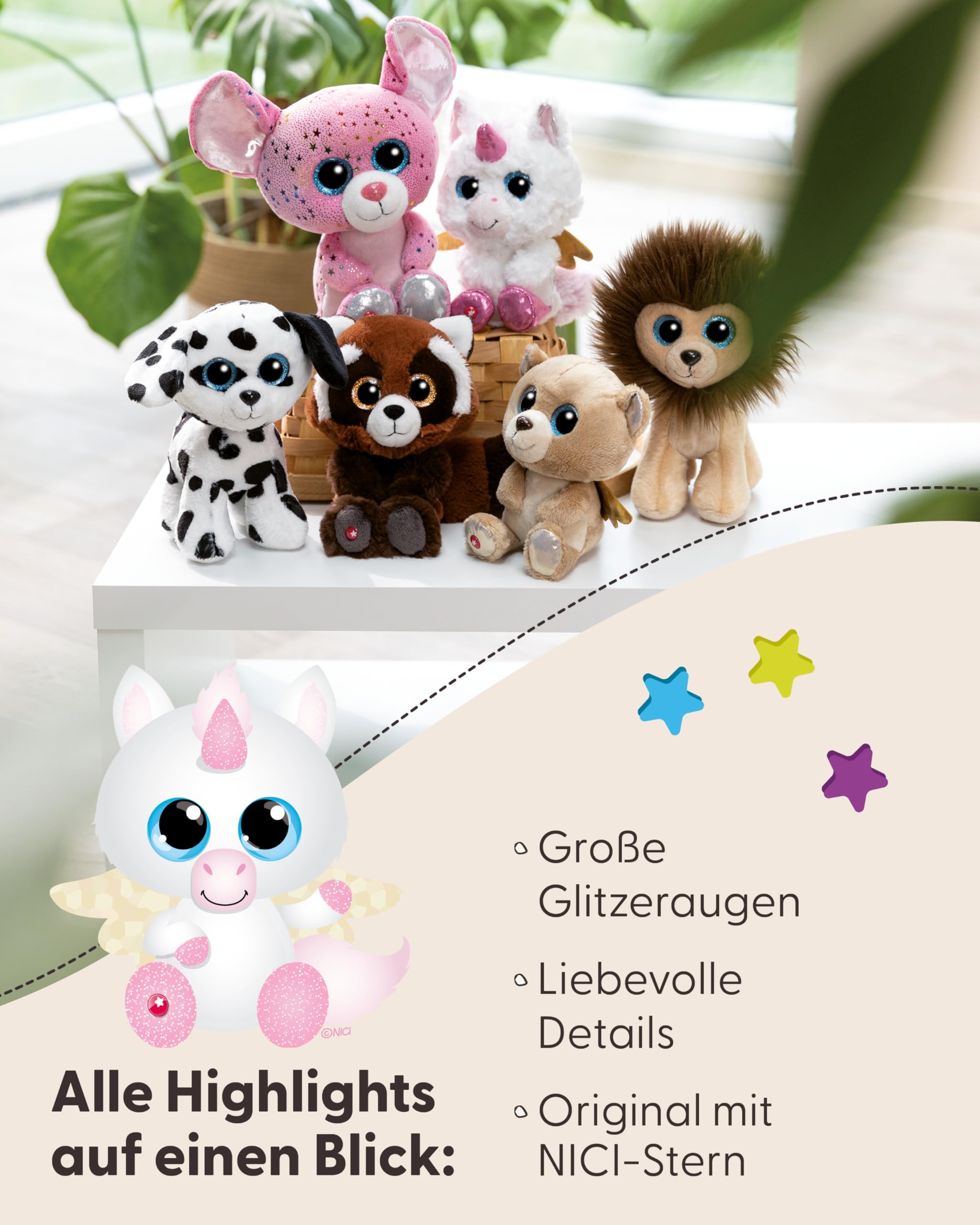 NICI Kuscheltier GLUBSCHIS Einhorn Glowy Kaddi 15cm weiß - Stofftier aus weichem Plüsch, niedliches Plüschtier zum Kuscheln und Spielen, für Kinder & Erwachsene, tolle Geschenkidee - 49695 4