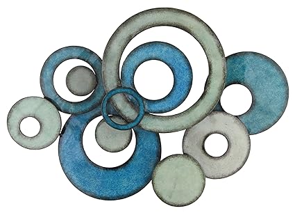 Pacific Home Metal Wall Art Circle Design In Aqua Amazon Co Uk