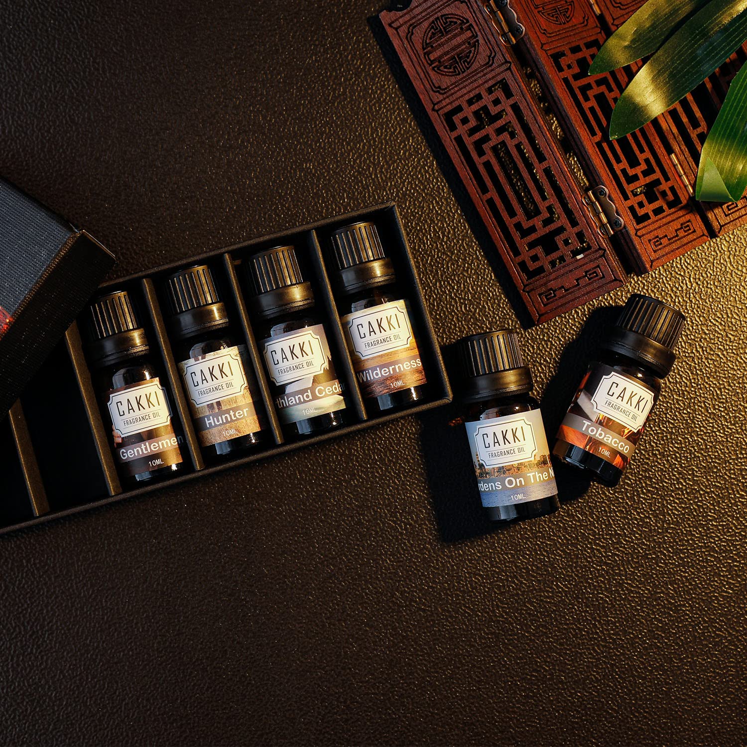 CAKKI Gentleman's Essential Oils Set, 6x10ml Gift Set, Pure Natural Aromatherapy Oils, for Candles Making, for Humidifiers, for Car Diffusers