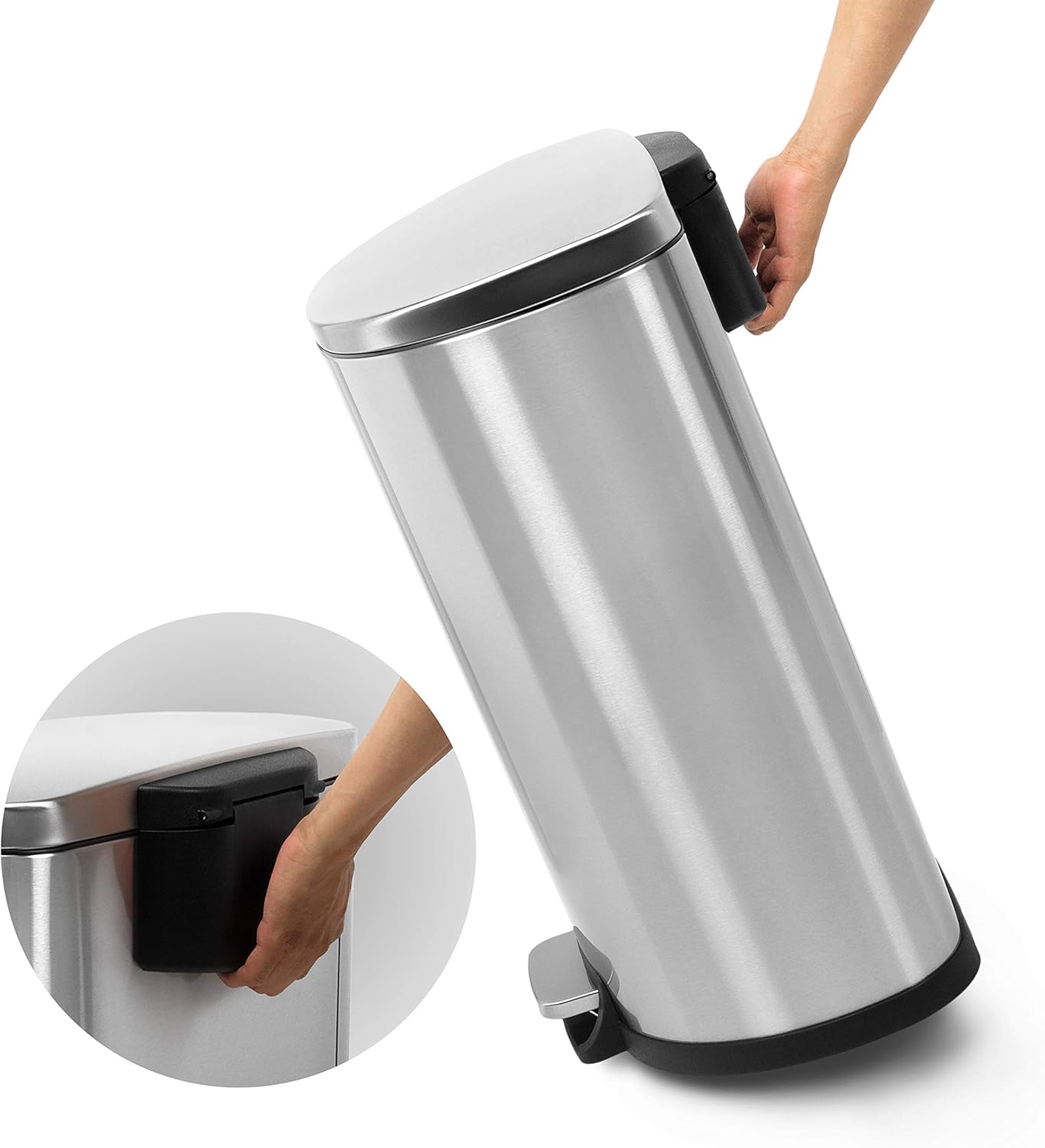 NINESTARS AMZ-SOT-50-3 Step-on Trashcan, 13 Gal, STAINLESS STEEL: Home & Kitchen