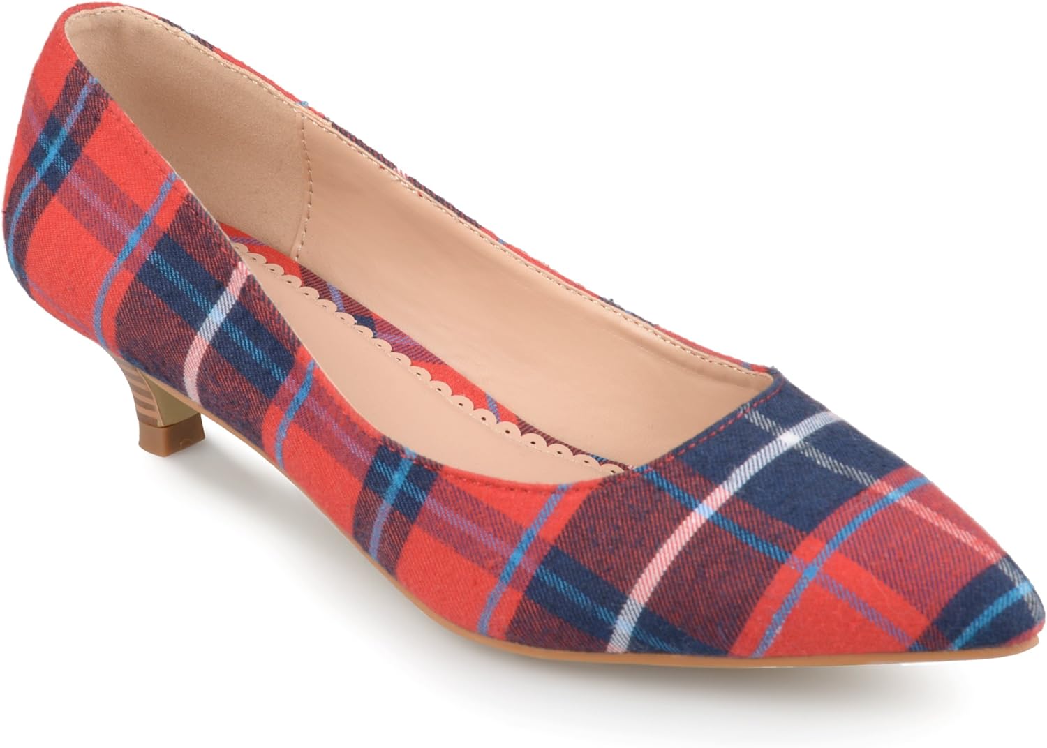 Journee Collection Womens Pointed Toe Kitten Heels Red, 7