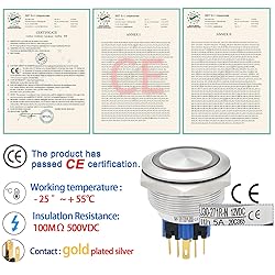 ZJWZJH 30mm Momentary Push Button Switch Waterproof