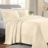 Superior Solitaire Cotton 2 Piece Bedspread Set, Home Bed Decor, Decorative Textured Bed Spread, 1 Pillow Sham, Airy Blanket, Matelasse Coverlet Bedding, All-Season Accent Blanket, Twin, Ivory