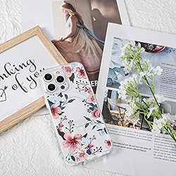 Tcaraersing for iPhone 15 Pro Magnetic Clear Flower