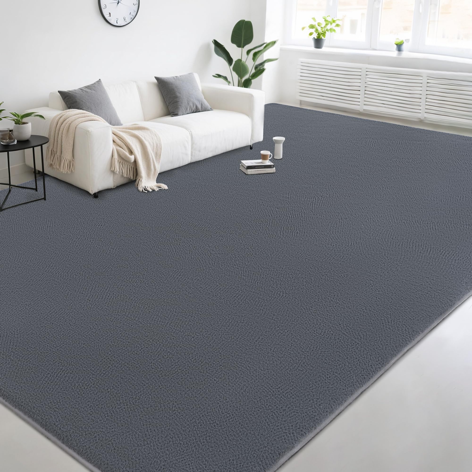 AAFKK Large Modern Area Rugs for Living Room Bedroom, 6x9 Feet Grey Ultra Soft Thickened Memory-Foam Indoor Rug, Comfy Aesthetic Solid Minimalist Carpets for Girls Boys Nursery Dorm Home Decor