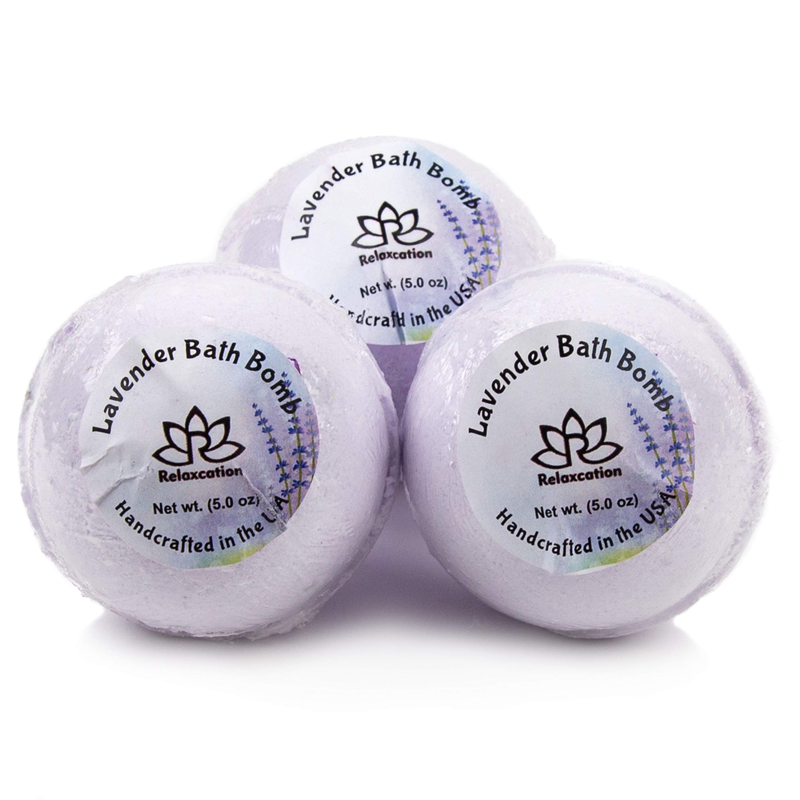 Made in USA Spa Gift Baskets for Women Organic Lavender, Bath and Body at Home, Spa Kit, Soy Wax Candle, Natural Oil Bath Salt, 3 Bath Bombs, Soap Bar, Body Sugar Scrub, for Mom, Girls