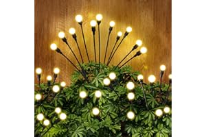 ZIVASA 10 LED Solar Powered Firefly Lights Outdoor Waterproof, Solar Garden Lights Decorative, Swaying Solar Lights, Wind Dancing Solar Lights for Pathway Yard Patio Landscape, Warm White 4 Pack