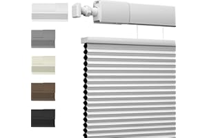 HOTSOON No Drill No Tools Blackout Cellular Shades Top Down Bottom Up Cellular Blinds, Cordless Fabric Honeycomb Shades, Easy to Install Window Shades for Home Bathroom, White, 32" W x 52" H