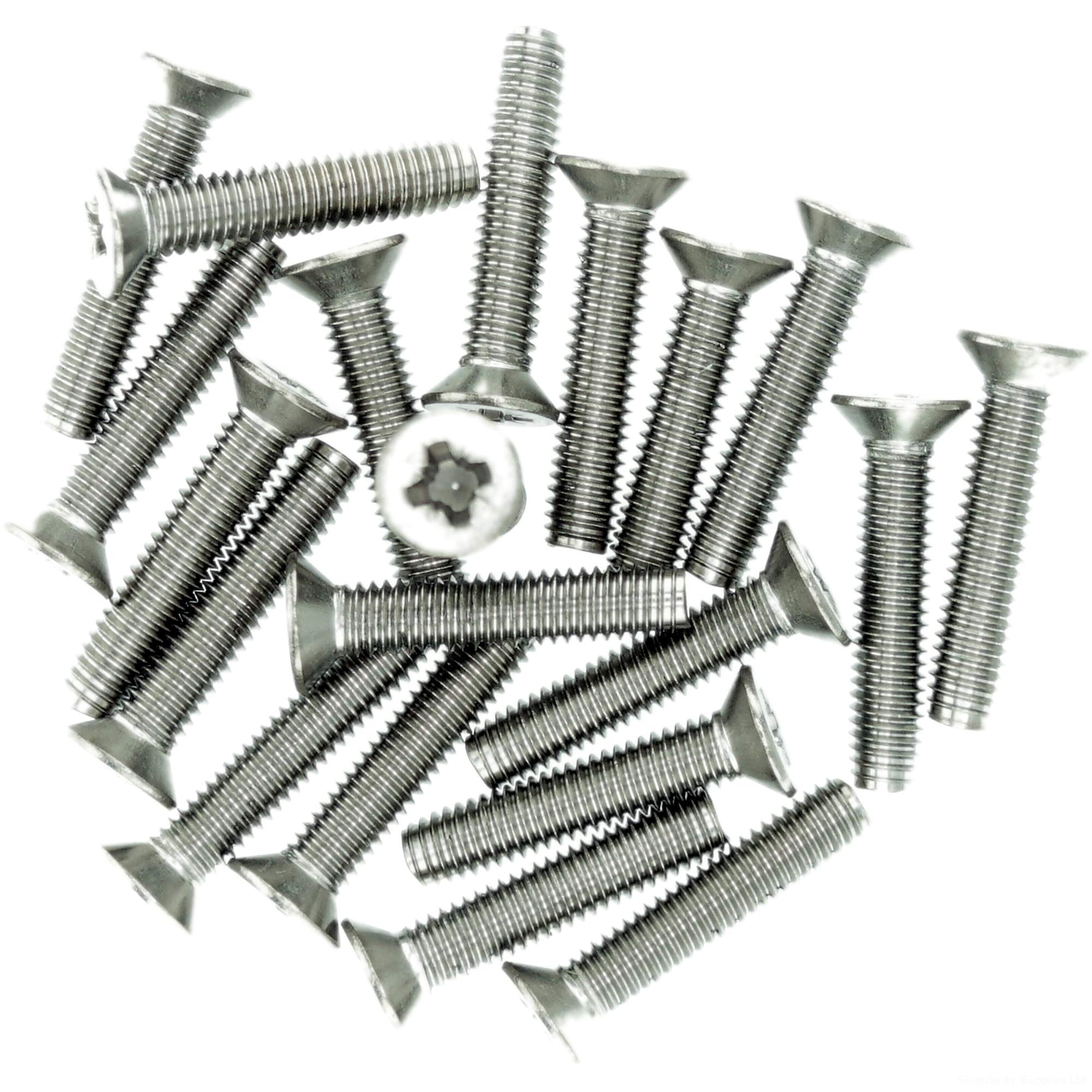 M2.5 (2.5mm x 4mm) Pozi Countersunk Thread Rolling Screw - Stainless Steel (A2) (Pack of 20)