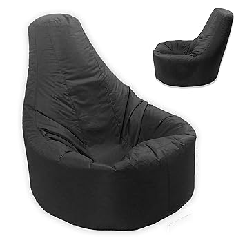 Großer Sitzsack/ Gamer-Liege für den Außen- und Innenbereich, Schwarz, wasser- und wetterbeständig