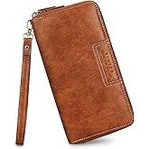 FT FUNTOR Wristlet Wallets for Women, Ladies PU Vegan Leather Clutch Wallet Zip around Phone Purse Card Holder Organizer