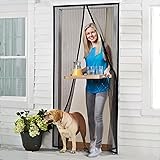 Homitt Magnetic Screen Door with Heavy Duty Mesh Curtain and Full Frame Velcro Fits Door Size up to 36"-82" Max- Black