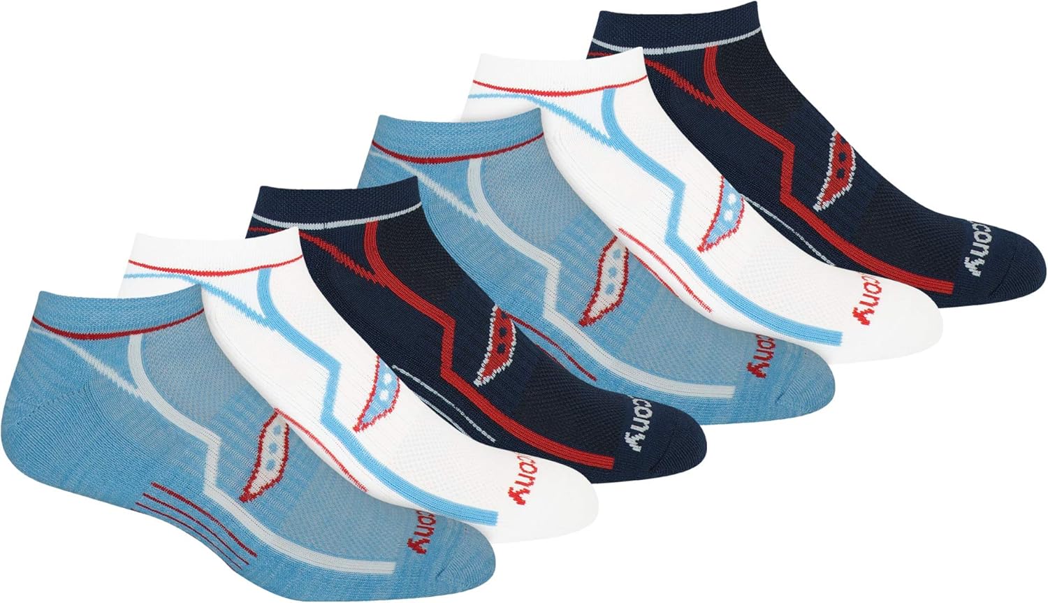 Saucony Men's Multi-Pack Bolt Performance Comfort Fit No-Show Socks at  Men’s Clothing store