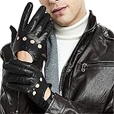 ZLUXURQ Mens Touchscreen Professional Leather Driving Gloves Unlined -Soft and Thin Italian Lambskin