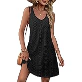 OFEEFAN Womens Summer Dresses 2026 Loose V Neck Sleeveless Sundresses Swimsuit Coverup with Pockets Floral/Plain/Eyelet