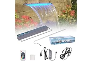 SUMGREEN PONDO Lighted Waterfall Pool Fountain 24" with LED 7 Color Changing and Remote, Acrylic Waterfall Spillway for Sheer Descent Garden Outdoor