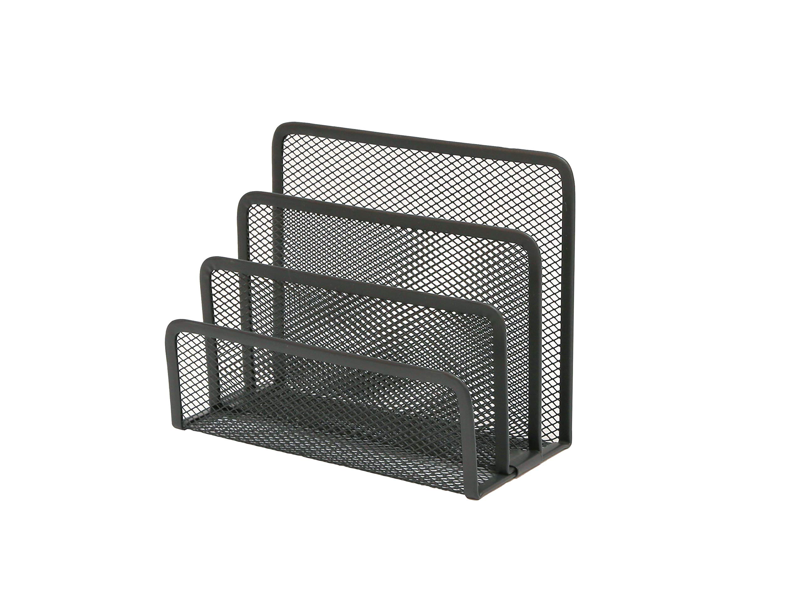 OSCO Wire Mesh Letter Holder – 3-Slot Wiremesh Document Organiser & Mail Sorter for Desk, Envelopes & Paperwork, Compact Desktop File Storage – Graphite