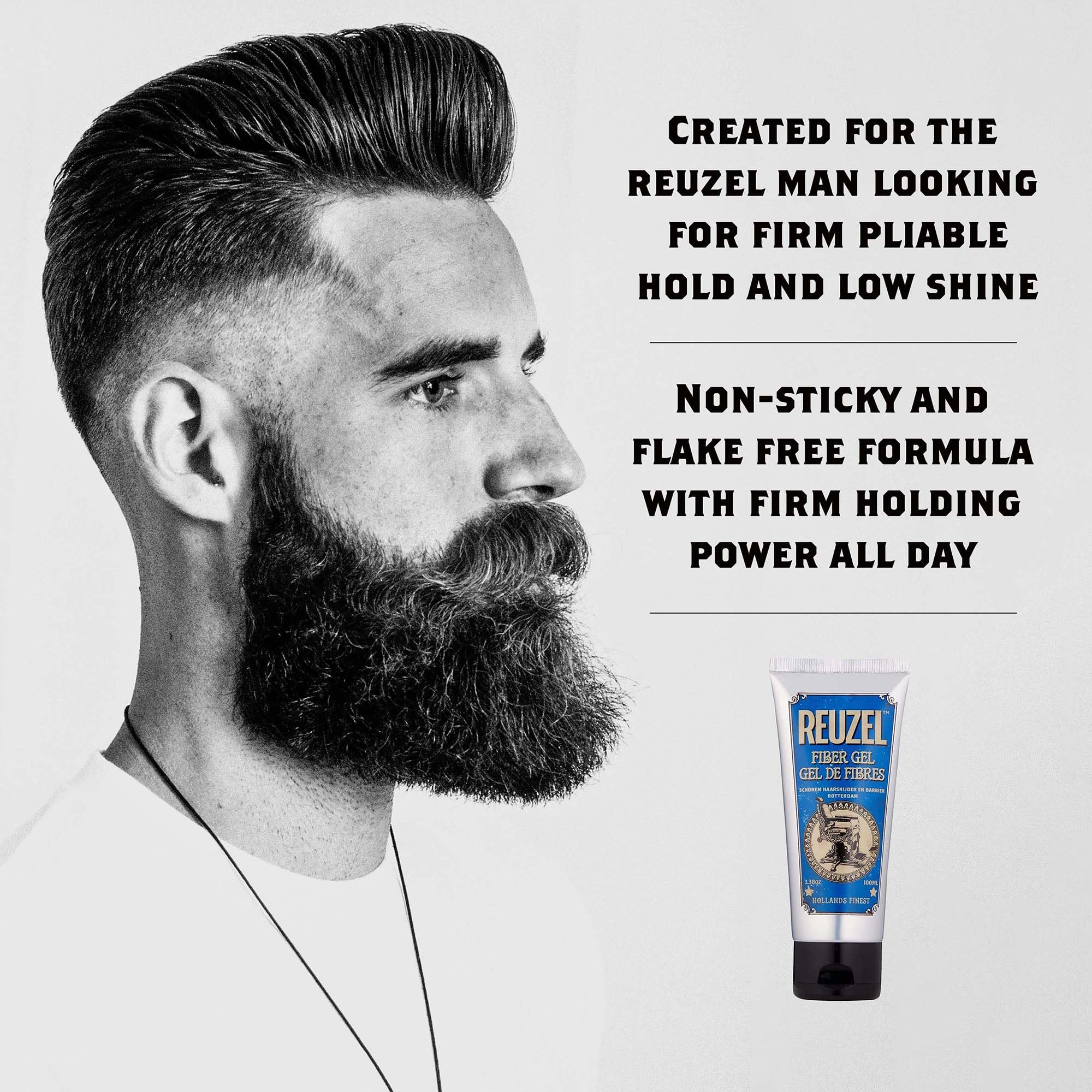 Reuzel Fiber Gel For Men - Alcohol Free Formula - Subtle, Sugary Rum Fragrance - Non Sticky And Flake Free - Adds Fullness And Structure To The Hair - Firm Holding Power - Easy To Wash Away
