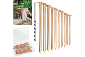 UCandy Pack 10 Copper Nails for Killing Trees Stump Root, 3.15" Copper Nails with Drill, Stump Removal Spikes Hardware Nails for Trees