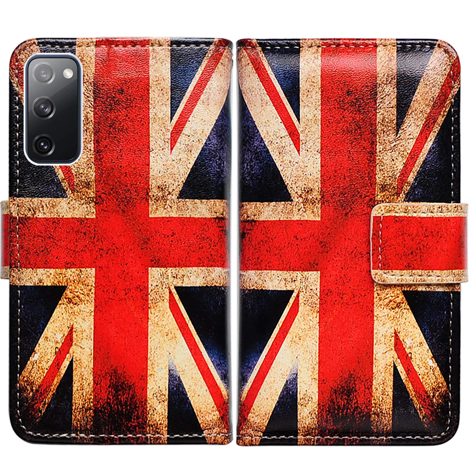 Bcov Galaxy S20 FE 5G Case, Retro Union Jack Flag Leather Flip Case Wallet Cover with Card Slot Holder Kickstand For Samsung Galaxy S20 FE 5G / S20 Fan Edition