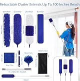 wlich Feather Duster 11 Pcs Extendable Pole Bendable Washable Cobweb Duster view 2