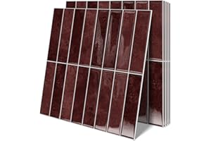 MOONFUN 10 Sheets Upgraded Thicker Design Subway Tile Peel and Stick Backsplash,12”×12”Self Adhesive Wall Tiles Stick on Back Splash for Kitchen,Bathroom,Camper(Vintage Red)