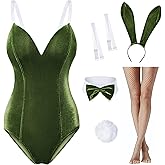 Women Velvet Bunny Costume Bunny Girl Suit Costume Senpai Cosplay One Piece Bodysuit Stockings Set