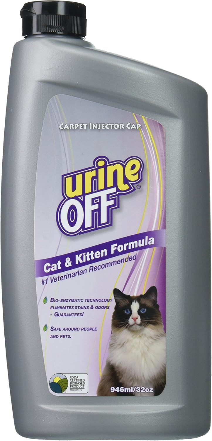 Urine Off Odor and Stain Remover for Cat and Kitten, 32-Ounce Injector Cap