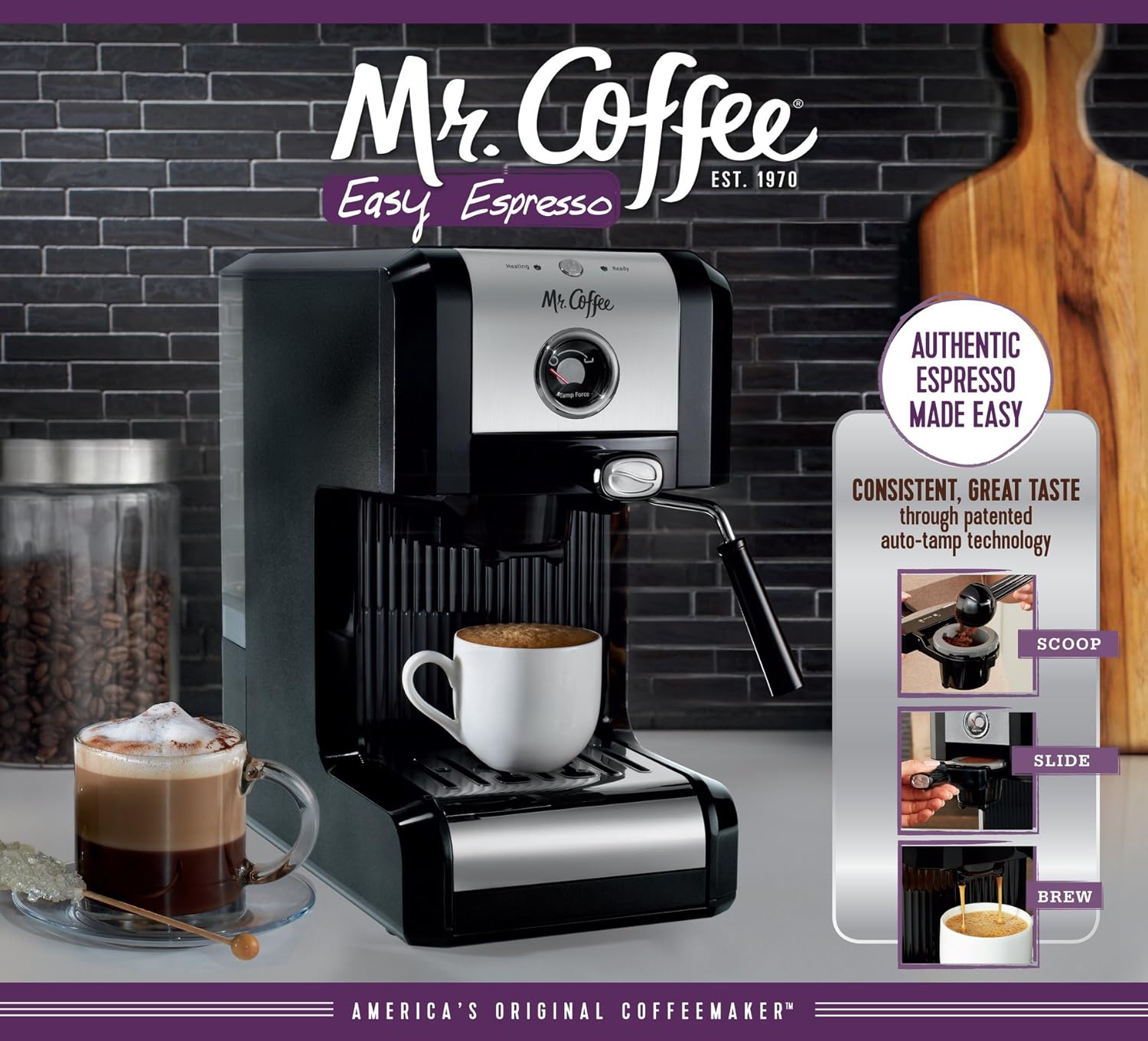 Mr Chrome/Black Coffee Easy Espresso Maker 6 Piece Steam Espresso