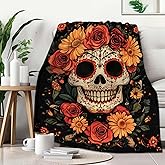 FexNuvko Sugar Skull Throw Blanket, Sugar Skull Gifts for Women, Day of The Dead Blanket, Soft Cozy Mexican Lightweight Fleece for Couch and Bed Room Decor, 40x50 Inches, 310 GSM, Single Side Printed