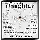 OC9 Gifts Bonus Daughter Necklace Birthday Graduation Christmas Gift with Message Card and LED Jewelry Box Gift Pendant for Step Daughter Goddaughter Dragonfly Necklace