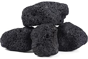 FISCAPE 4 PCS 6-8'' Large Natural Black Lava Rock for Aquarium, Volcanic Rock for Fish Tank