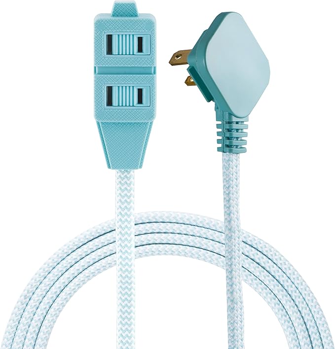 Cordinate Designer 3 Extension, 2 Prong Power Strip, Extra Long 8 Ft