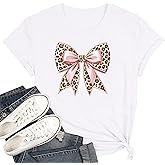 Bows Shirts for Women Cute Pink Bow Ribbon Aesthetic Coquette T-Shirt Short Sleeve Casual Summer Tee Top