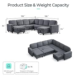 LINSY HOME Sectional Sleeper Sofa with Pull Out