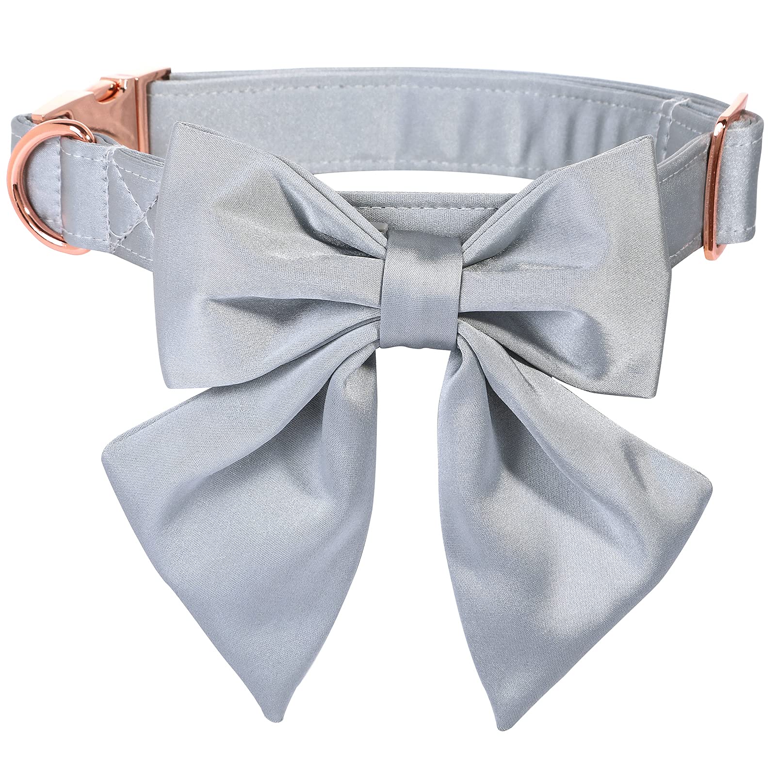 Lionet Paws Bowtie Dog Collar - Comfortable Silk Dog Collar with Detachable Bow Tie for Xlarge Dogs, Neck 40-66cm