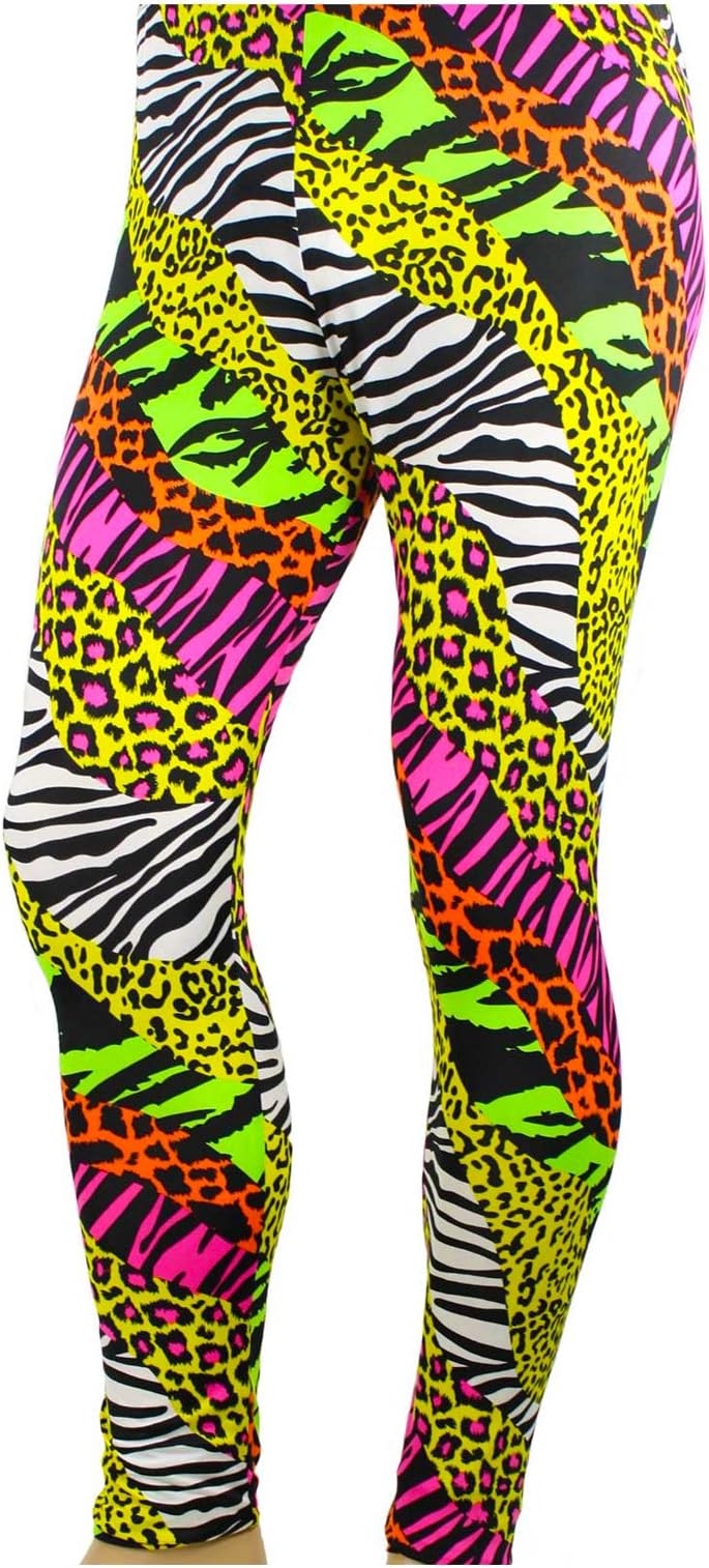 Largemouth Men's 80's Heavy Metal Pants Neon Rainbow Animal Print