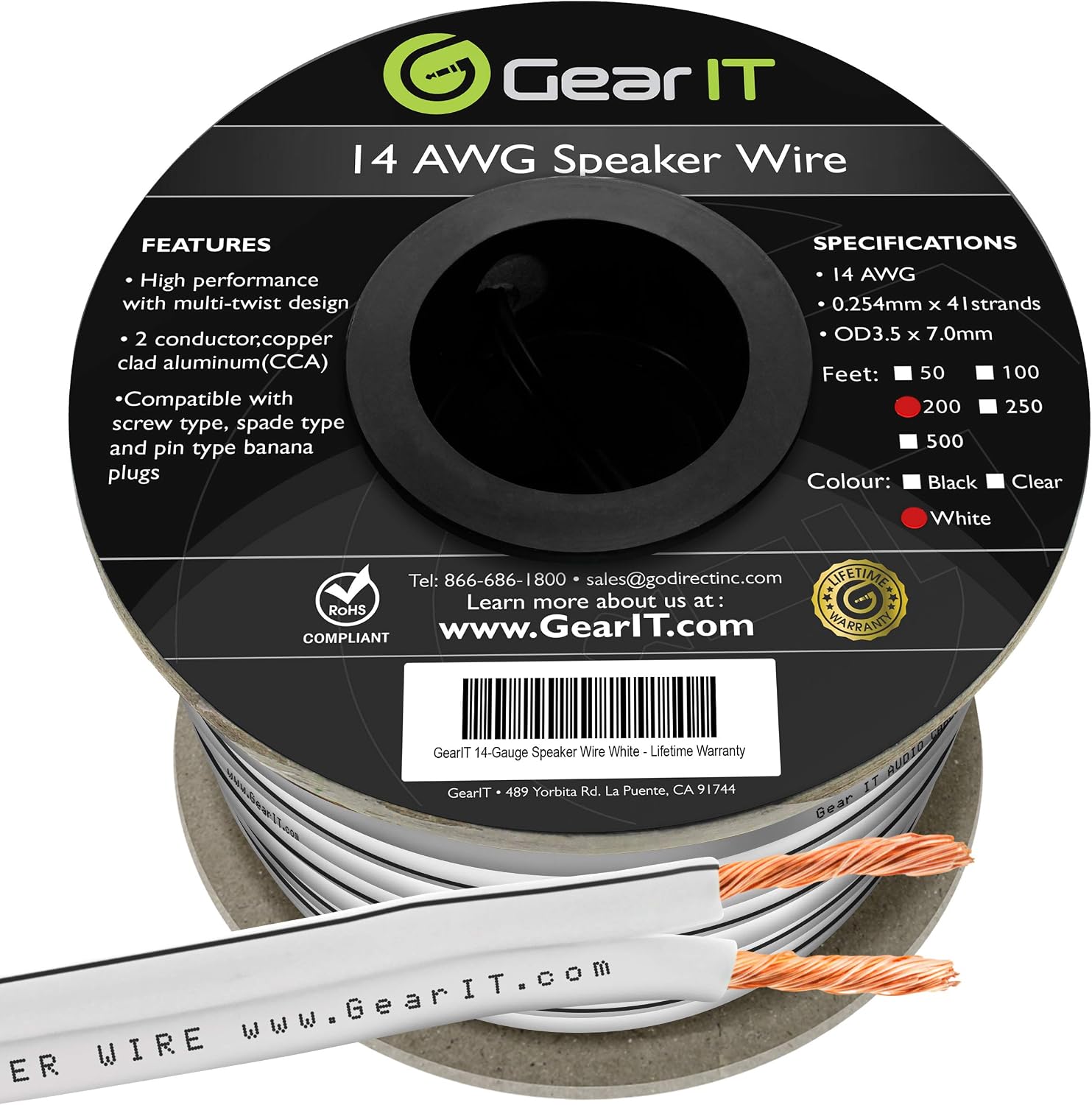 GEARit 14 Gauge Speaker Cable 200ft