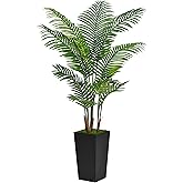 ASTIDY Artificial Palm Tree 5FT - Fake Tree with Black Tall Planter - Faux Tropical Areca Floor Plant in Pot - Artificial Silk Plant for Home Office Living Room Decor Indoor