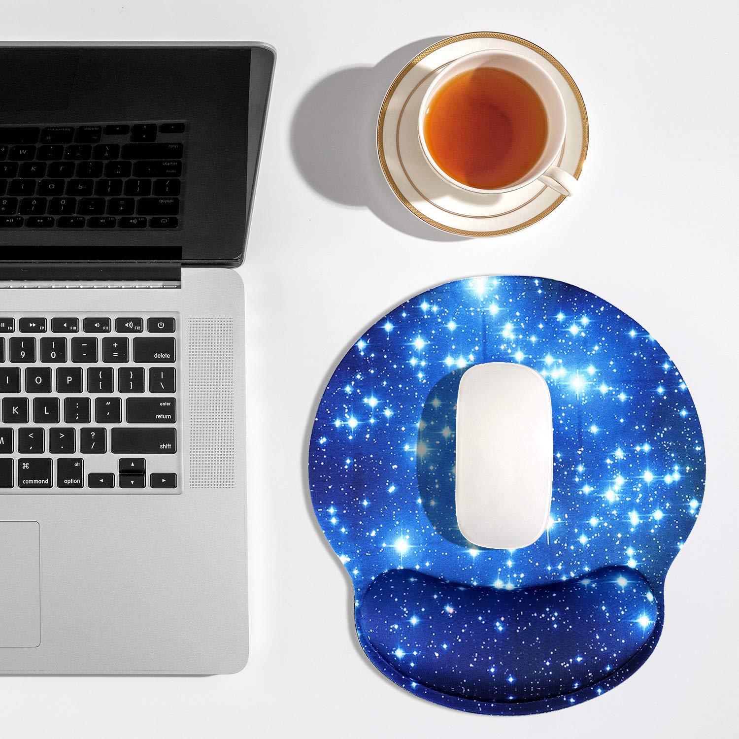 HILUCKI Mouse Pad Ergonomic Mouse Mat with Wrist Support Rest Memory Foam Computer Mouse Pad with Nonslip Rubber Base for Home, Office, Laptop, Gaming (MB-039)