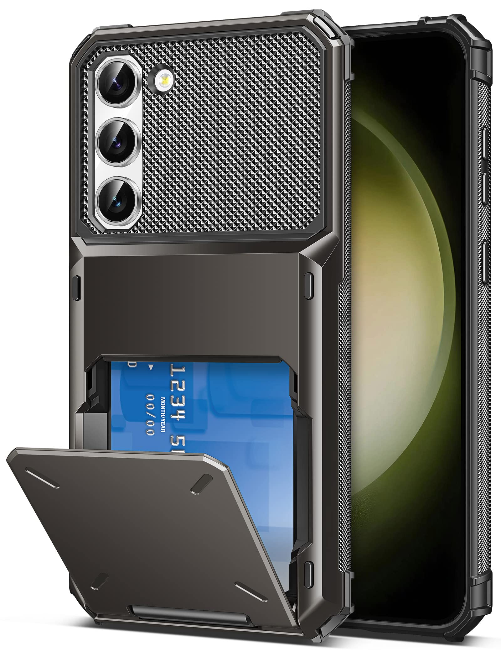 COOYA for Samsung S23 Case Wallet 5 Credit Card Holder Slot Flip Cover Galaxy S23 Wallet Case Back Pocket Dual Layer Protective Hard Shell TPU Rubber Bumper for Samsung Galaxy S23 6.1 Bronze Gunmetal