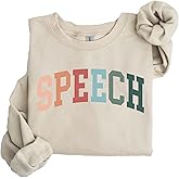 Speech Therapist Sweatshirt – Colorful Speech Pathologist Pullover, Unisex Cozy Crewneck for SLP Professionals Sand