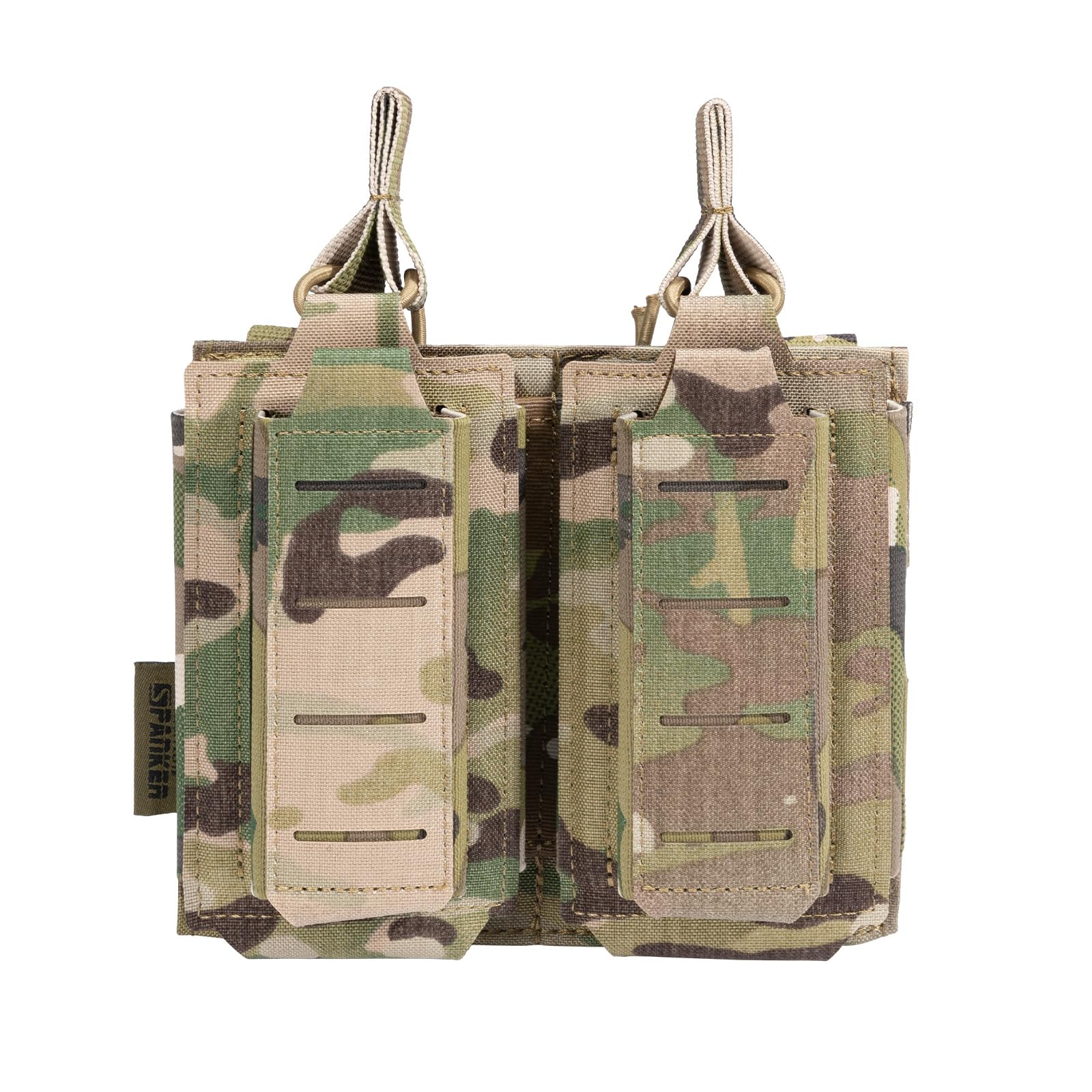 EXCELLENT ELITE SPANKER Tactical Molle Mag Pouch Pistol Mag Pouch for M4 M14 M16 AK AR Elastic Mag Pouch(Double,MC)