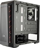 Cooler Master MasterBox MB511 ATX PC Case Red Accent Mesh Front Transparent Side view 8