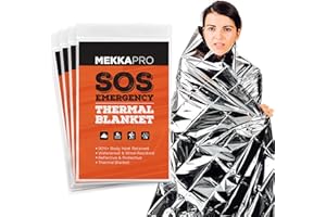 MEKKAPRO Emergency Mylar Thermal Blankets (4-Pack), Pocket Sized for Emergencies, Camping, Outdoors, Hiking, Survival, First Aid (Thermal Silver)