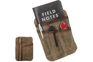 PINKEESEA EDC Pouch 6 Pockets Protector Waxed Canvas and Leather Pocket Organizer Mini Pouch for Men