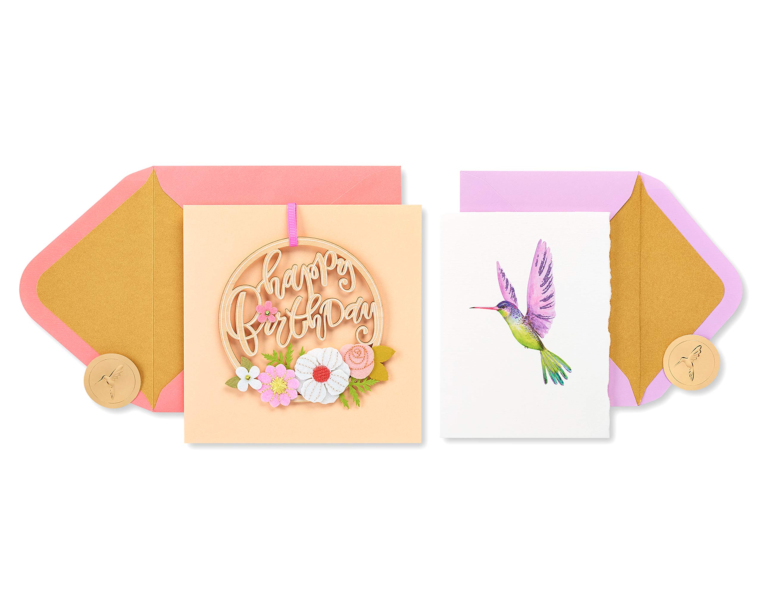 Papyrus Birthday Cards, Flowers and Hummingbird (2-Count)